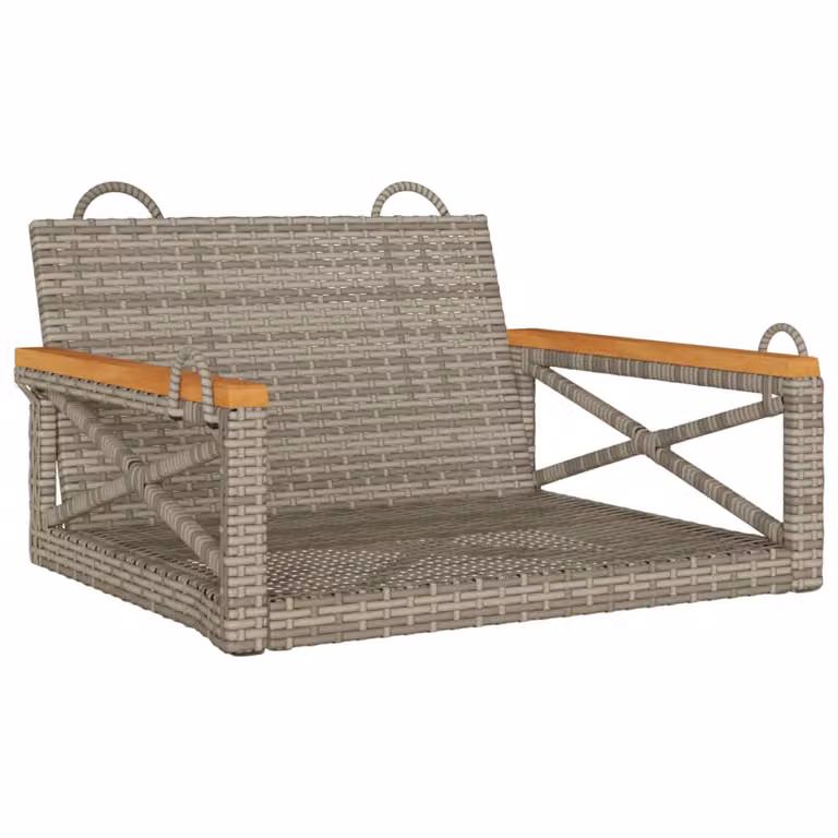 vidaXL Banco columpio de ratán sintético gris con cojines An/P/Al: 63 x 40 x 62 cm