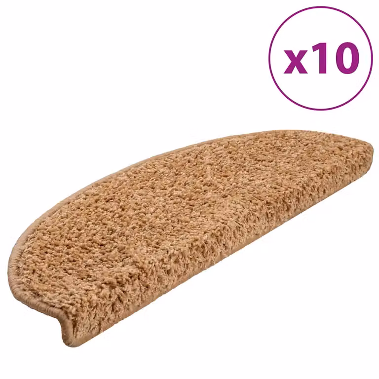 Pack de 10 felpudos para escaleras vidaXL antideslizantes y absorbentes de sonido, color beige, An/P/Al: 65 x 40 x 2,1 cm