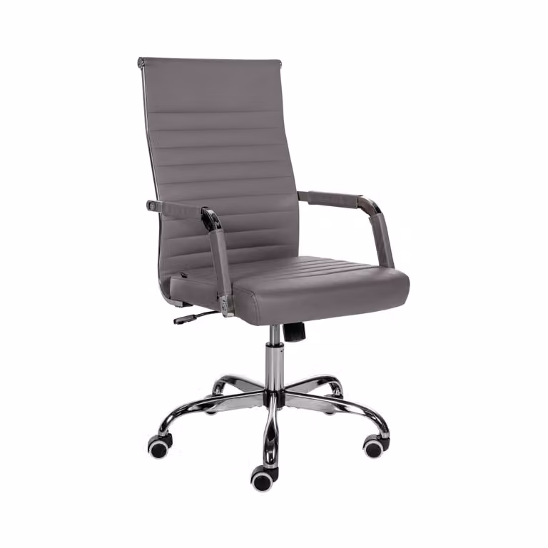 Silla de oficina ejecutiva CLP Amadora giratoria en polipiel o tela gris mate
