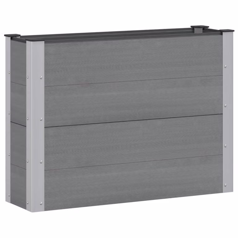 Arriate elevado videx en gris de WPC y aluminio para jardín ornamental, de huerto de hierbas o de hortalizas, An/P/Al: 100 x 30 x 72 cm