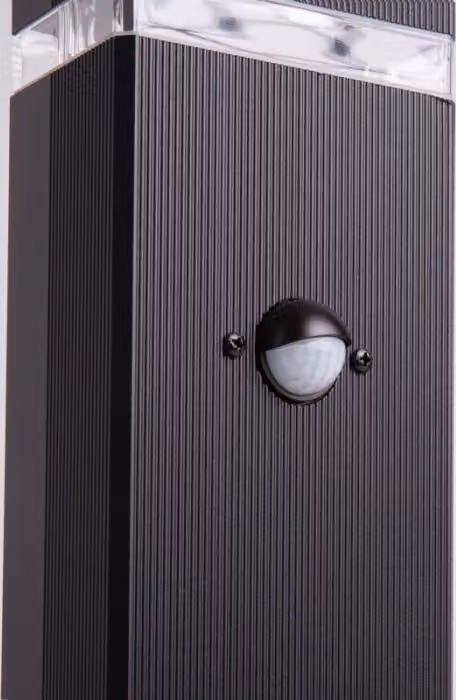 Lámpara LED de poste RONA para jardín en color negro con sensor de movimiento PIR y protección IP44, Altura: 60 cm