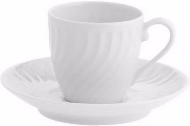 Taza de café con plato Sagres de porcelana blanca Vista Alegre