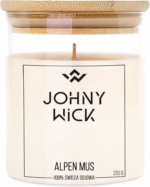 Vela perfumada de soja Johnny Wick multicolor en recipiente de cristal y madera de 100 g