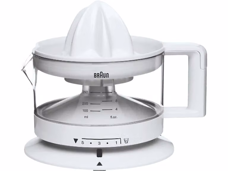 Exprimidor eléctrico Braun Tribute Collection CJ3000WH de 20 W, color blanco, capacidad de 0,35 l