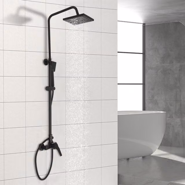 Cabezal de ducha fijo cuadrado SANBOUSI en latón cromado pulido, montaje en pared