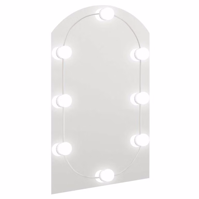 Espejo con luces LED de vidaXL con diseño de arco en color blanco y plata, An: 60 cm, Al: 40 cm