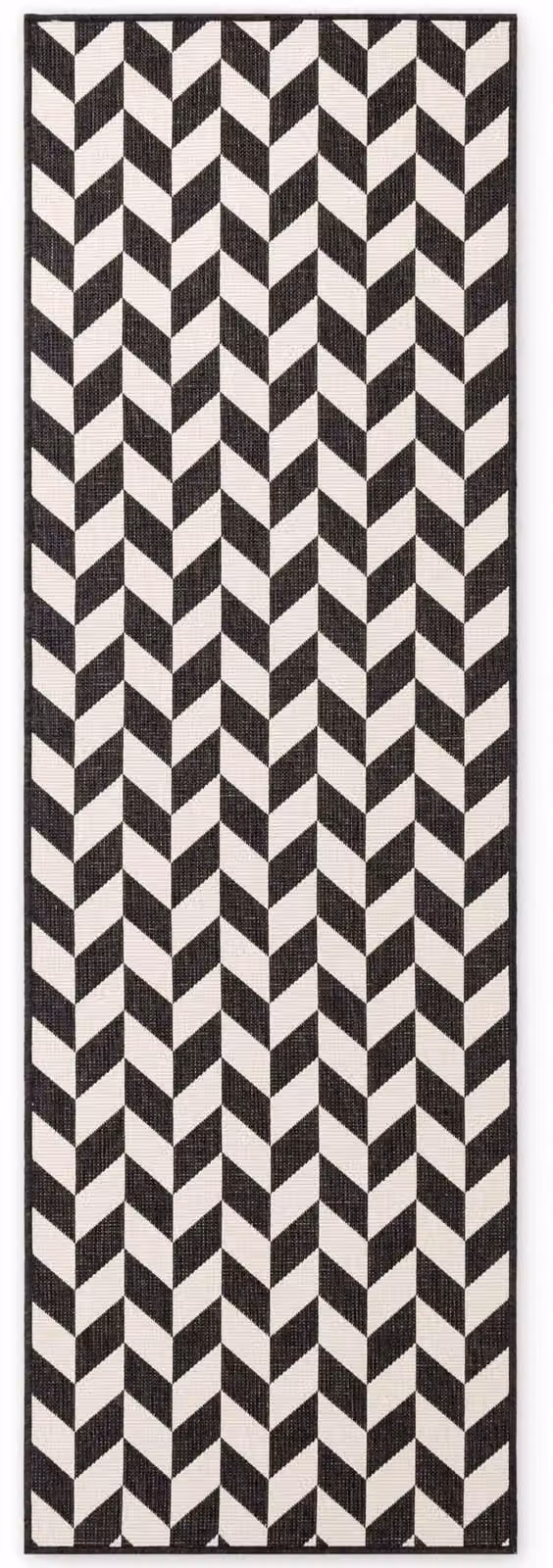 Alfombra de tejido plano Ted Baker Terrick con diseño moderno en blanco y negro, reversible y fácil de cuidar, An/P: 80 x 200 cm