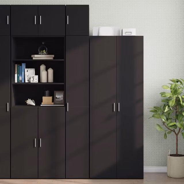 Armario de pared SYFAX en madera de ingeniería negro mate An/P/Al: 30 x 42,5 x 40 cm