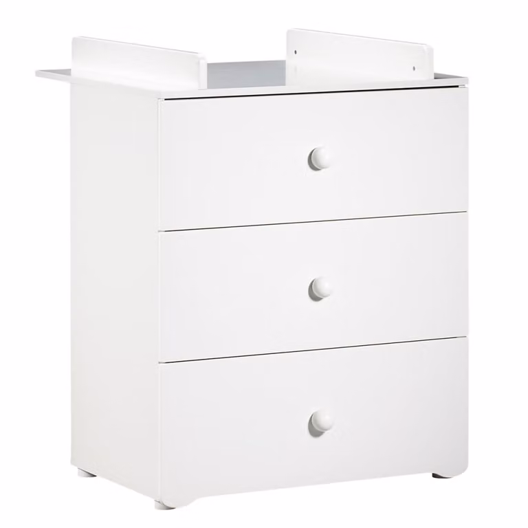 Cambiador de 3 cajones Baby Price en color blanco con acabado lacado y cambiador incluido