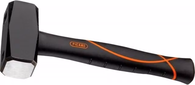 Maza Picard Blacktec con cabeza de acero de 2000 g y mango de fibra de vidrio en color negro