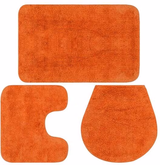 Conjunto de 3 alfombrillas de baño de algodón antideslizantes vidaXL en color naranja