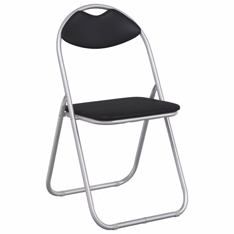Set de 8 sillas plegables vidaXL en cuero sintético negro y gris