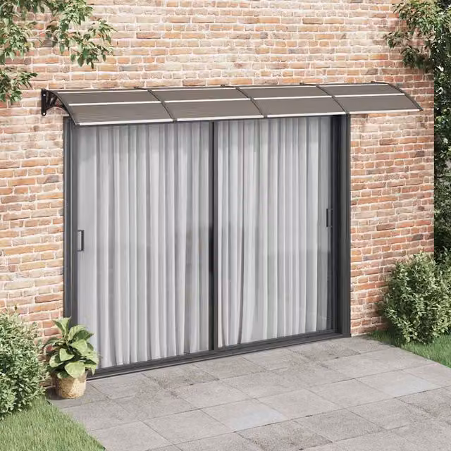 Marquesina para puerta vidaXL de policarbonato y aluminio en color negro, An/P: 350 x 100 cm