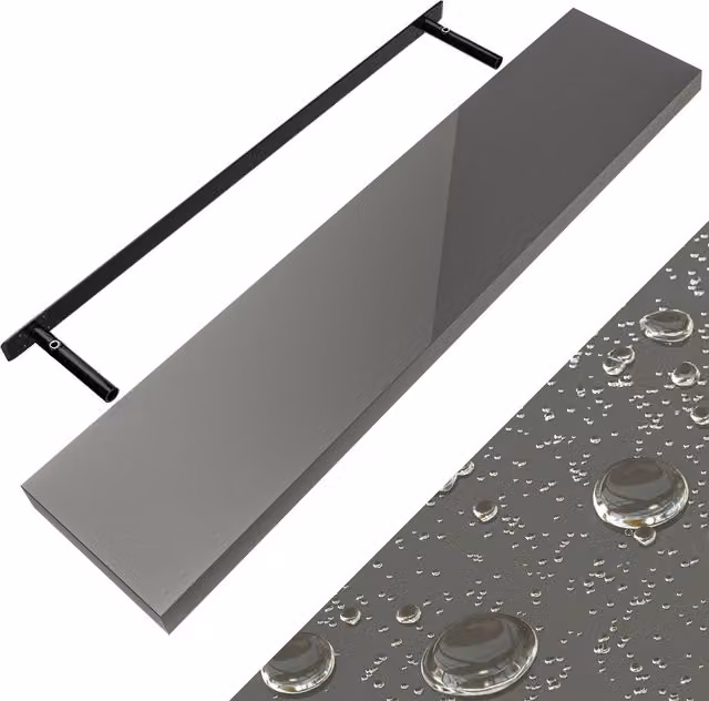 Casaria Estante de pared flotante de MDF gris brillante de 110 cm