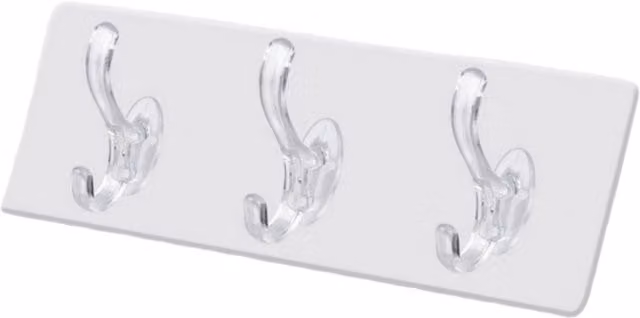 Perchero de pared Infinite en PVC transparente con 3 ganchos multifuncionales para ropa y sombreros