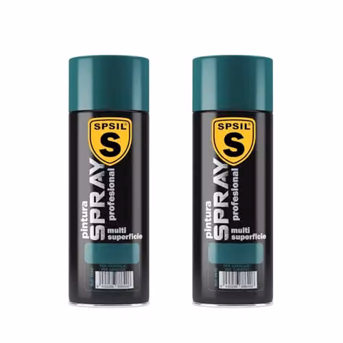 Pack de 2 unidades de Pintura Spray SPSIL Brillante Verde Carruaje de 200 ml para Metal, Madera y Plástico con Secado Rápido