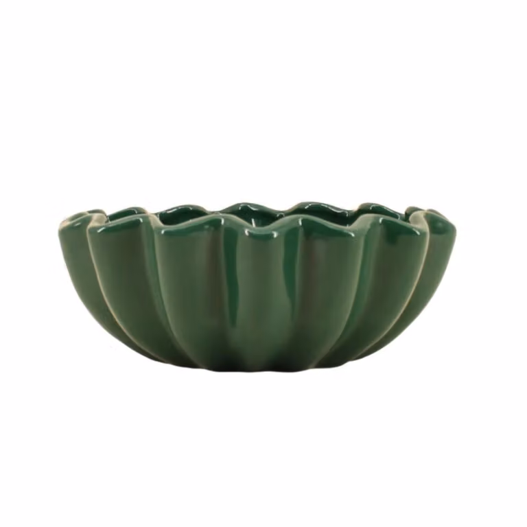 Cuenco decorativo de cerámica alveolada Ornami verde An/P/Al: 24 x 9 x 24 cm