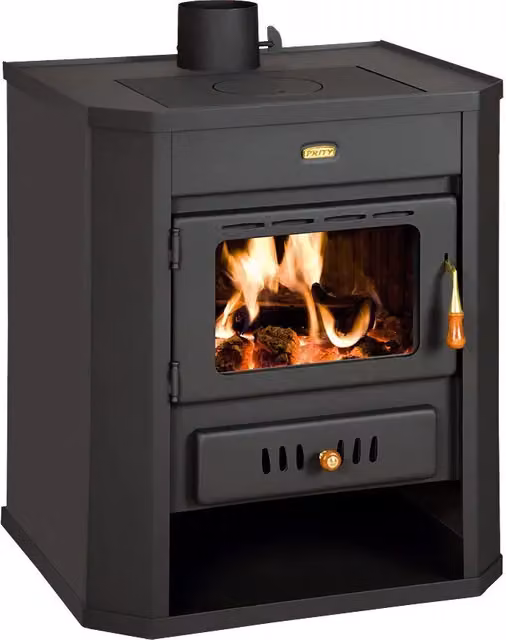 Estufa de leña Prity Modelo WD de acero en color negro con 15 kW de potencia, An/P/Al: 78 x 55 x 65 cm