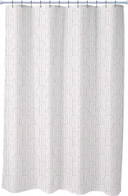 Cortina de ducha Levasseur de poliéster impermeable con diseño art deco en blanco y beige de 180 x 200 cm