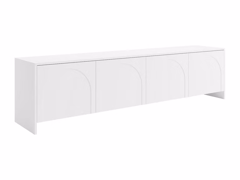 Mueble de TV Nalyra de Vente-Unique en color blanco con 4 puertas y acabado mate, An: 198 cm, P: 40 cm, Al: 50 cm