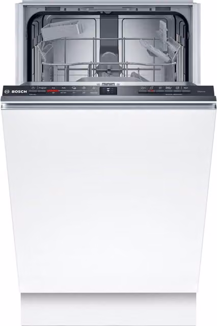 Lavavajillas totalmente integrable Bosch Serie 2 SPV2HKX02E blanco con 10 servicios, control por app y WiFi, clase D, An: 45 cm