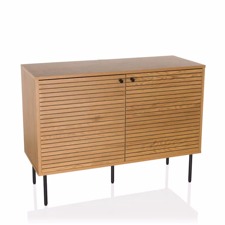 Aparador Linno S de hjh LIVING con 2 puertas en color roble y negro, estilo industrial, An/P/Al: 100 x 40 x 74 cm