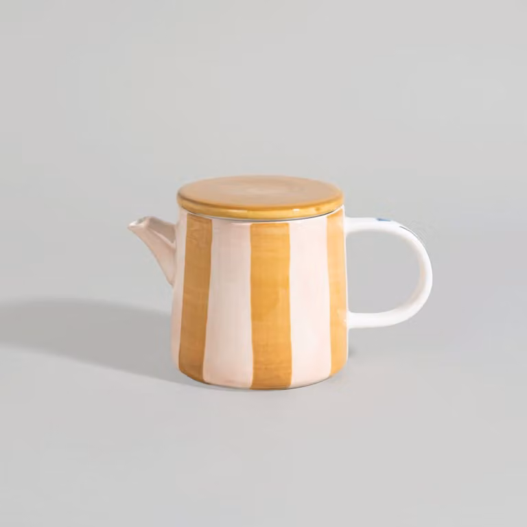 Tetera de cerámica Maisons du Monde con diseño de rayas y flores multicolor, 0,87 l