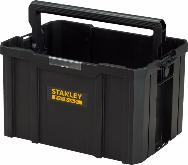 Caja de herramientas Stanley Fatmax Tstak de 30 litros en color negro con organizadores internos