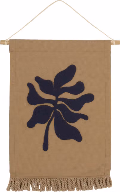 Tapiz de pared bordado Nobodinoz Landscape con diseño floral y botánico en marrón y beige