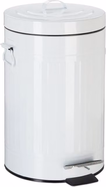 Papelera vintage con pedal Relaxdays de metal en color blanco con cubo interior extraíble de 12 litros