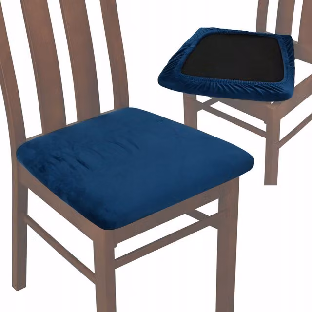 Funda de terciopelo elástica para silla de comedor Tess en color turquesa oscuro