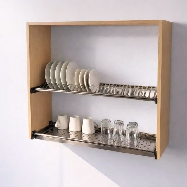 Mueble alto escurridor de cocina Calandrelli en color beige y acabado haya, An/P/Al: 80 x 33 x 72 cm