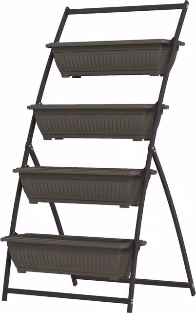 Soporte para plantas NORTHIX de 4 niveles en metal color marrón para jardín, terraza o balcón