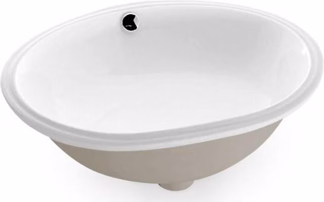 Lavabo de bajoencastre ovalado Bathco Ancona en cerámica blanca con rebosadero
