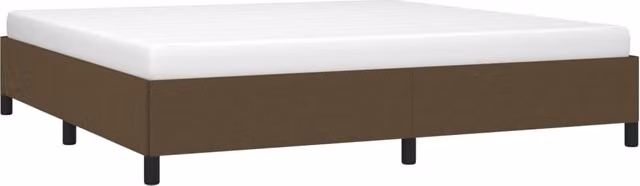 Cama tapizada SYFAX en tela marrón de estilo moderno con somier de láminas de madera An/P/Al: 200 x 200 x 35 cm
