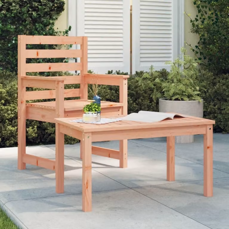 Mesa de jardín Syfax de madera maciza de abeto, rectangular, color marrón, An/P/Al: 82,5 x 50,5 x 45 cm