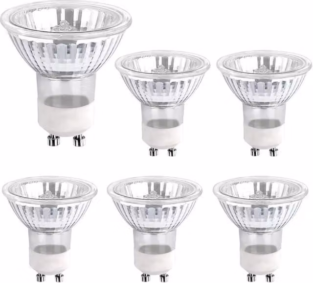 Pack de 6 bombillas halógenas ODIPIE GU10 de 35 W, 230 V, 380 lm, blanco cálido (2700 K) regulables