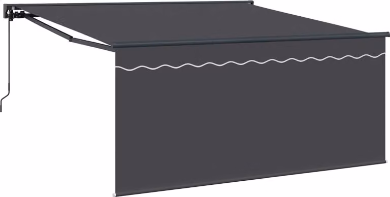 Toldo retráctil Syfax en color antracita con brazos plegables de aluminio y tejido de poliéster, An/P: 300 x 250 cm