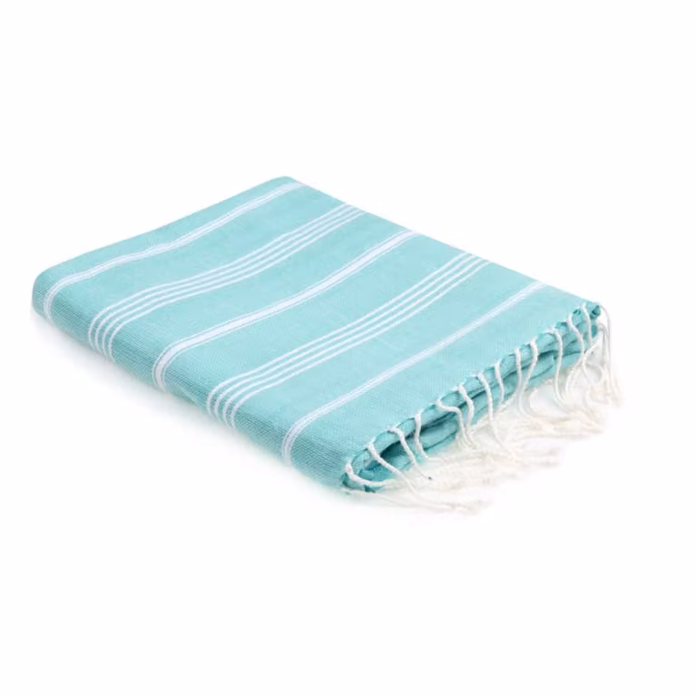 Pareo Fouta Febronie de algodón con rayas en color verde turquesa, An/P: 100 x 200 cm