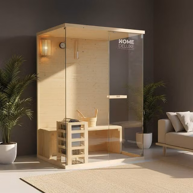 Sauna tradicional finlandesa Home Deluxe ARUNA M de madera de abeto An/P/Al: 190 x 130 cm