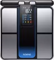 Báscula inteligente Renpho Morphoscan Msc01 con Bluetooth y control por aplicación, color negro y plata, con medición de grasa corporal, masa muscular, grasa visceral y porcentaje de agua