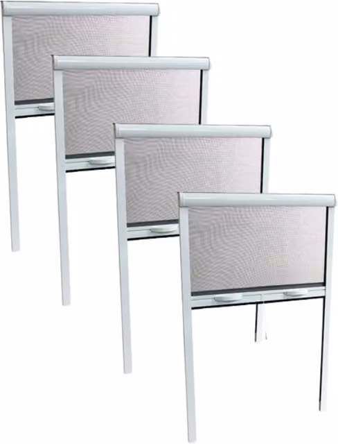 Pack de 4 mosquiteras enrollables de aluminio en color blanco, An/P/Al: 160 x 160 x 170 cm