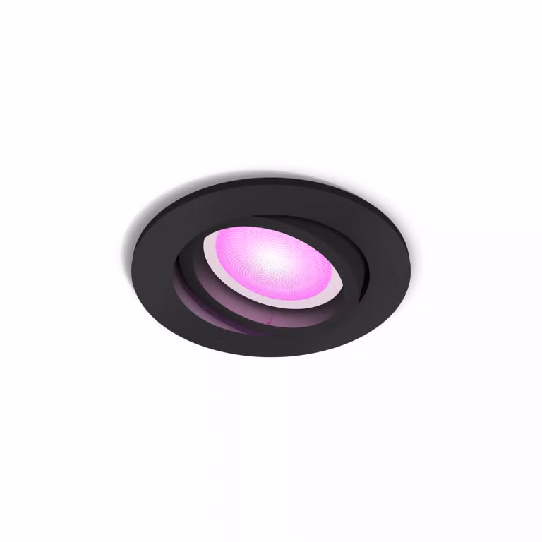 Philips Hue White & Color Ambiance Foco Empotrable LED Multicolour Negro y Blanco de Diseño Moderno y Redondo