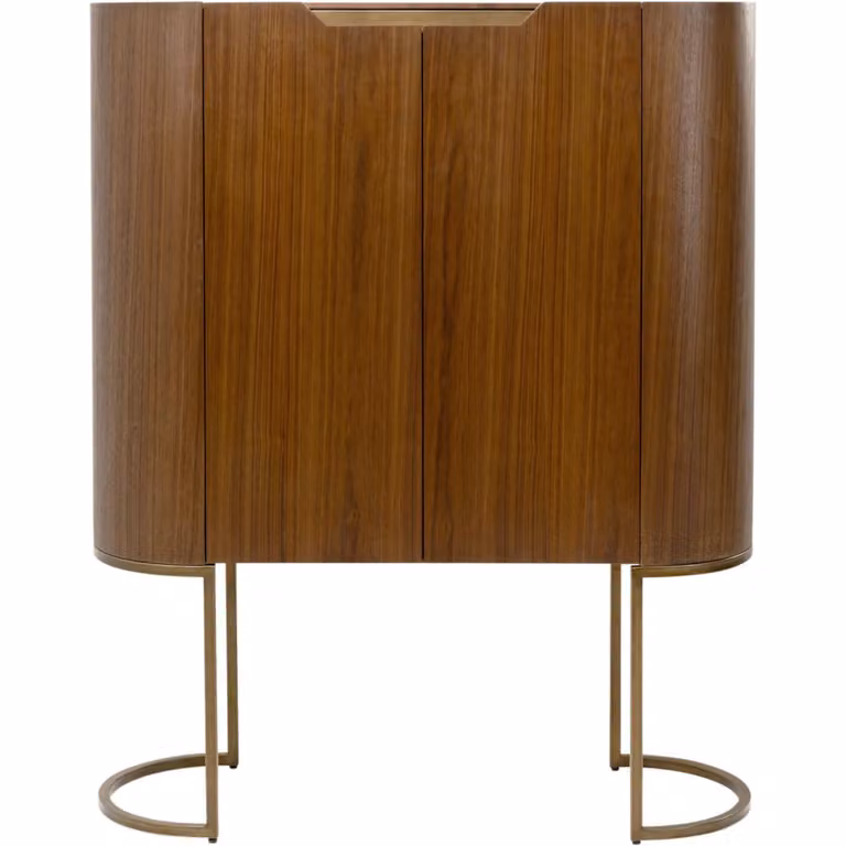Mueble bar moderno Kare Design de madera marrón con puertas de cristal, portacopas y estante para botellas, An/Al: 115 x 142 cm