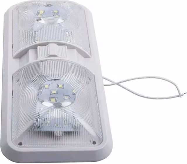 Lámpara de techo LED TEHTUY de 12V para autocaravanas, barcos y furgonetas camper, tipo domo con 48 LED, 800 lúmenes y cadena de tracción, color blanco
