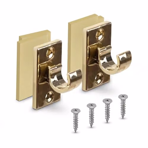 Juego de 2 soportes de sujeción por tensión Bestlivings para barra, color dorado, de plástico, 2,5 cm