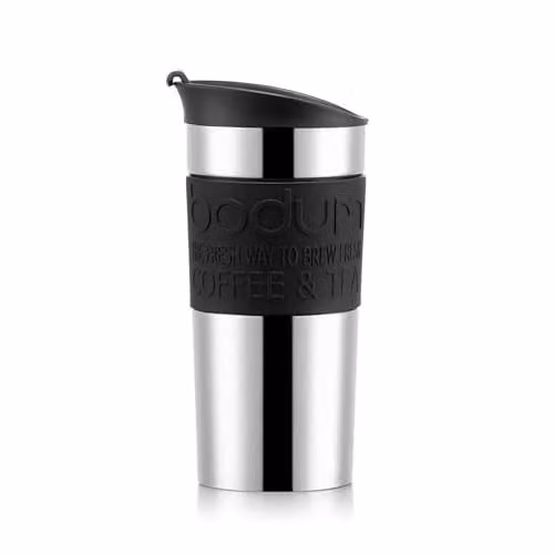 Taza de viaje Bodum de acero inoxidable con tapa, color negro, 0,35 l
