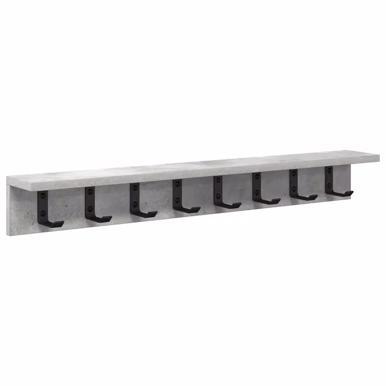 Perchero de pared moderno vidaXL en color gris concreto con panel de madera y ganchos distribuidos