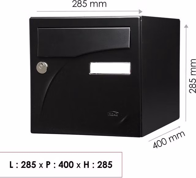 Buzón de acero Renz Préface de 2 puertas en color negro mate An/P/Al: 40 x 28,5 x 28,5 cm