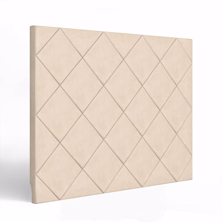 Cabecero tapizado Morfeo con relieve geométrico en color beige para cama de 90 cm, An/P/Al: 120 x 100 x 9 cm
